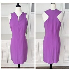 Jil Sander Purple Sleeveless Zip Detail Sheath Dress Size 12
